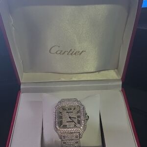 Cartier Silver and Diamond Encrusted Timepiece